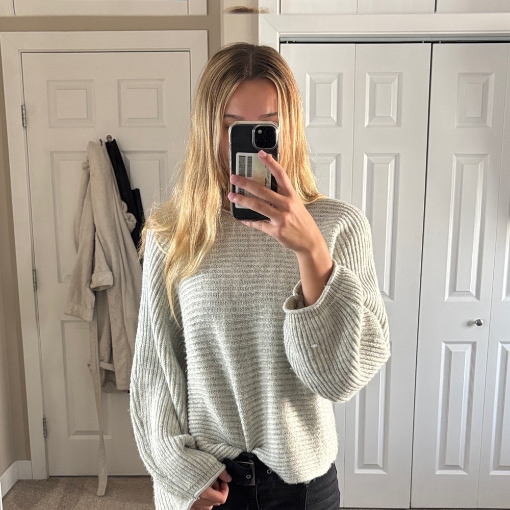 Garage Ribbed Crewneck Sweater - Light Gray